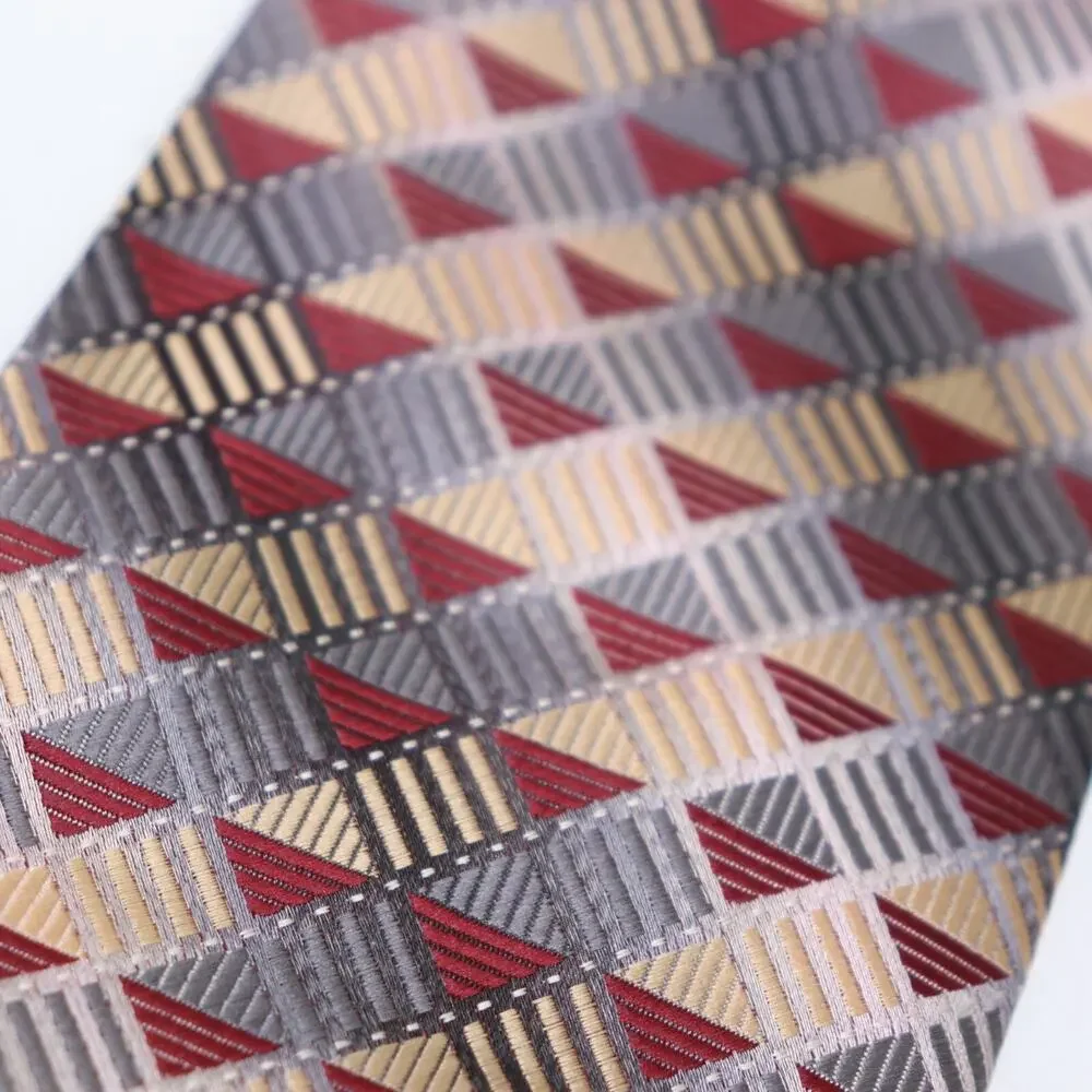 Alexander Julian Colours Tie Mens 58 in Gray Red Geometric Triangle Skids Wide